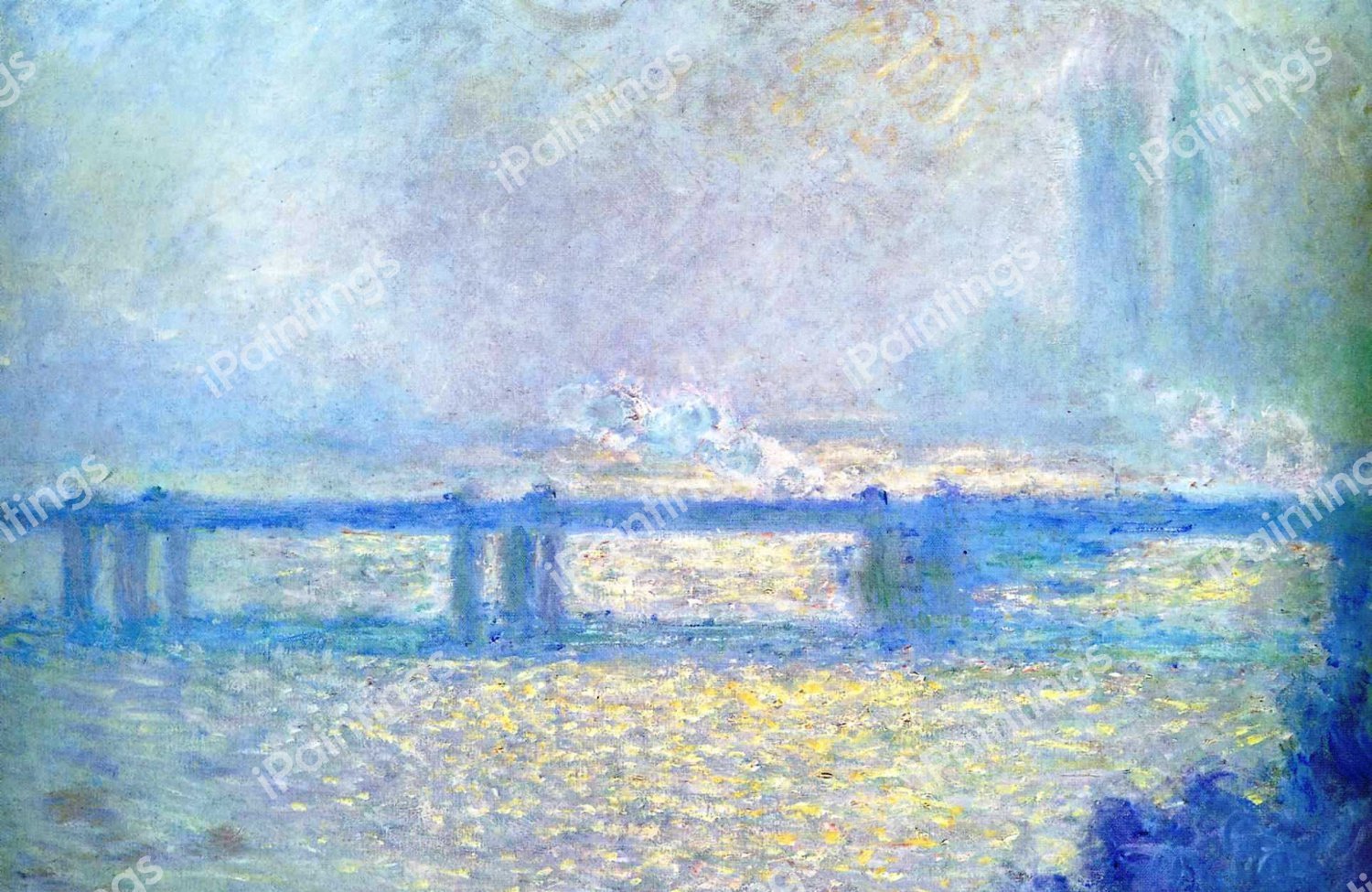 Charing Cross Bridge, Overcast Weather. The painting by Claude Monet