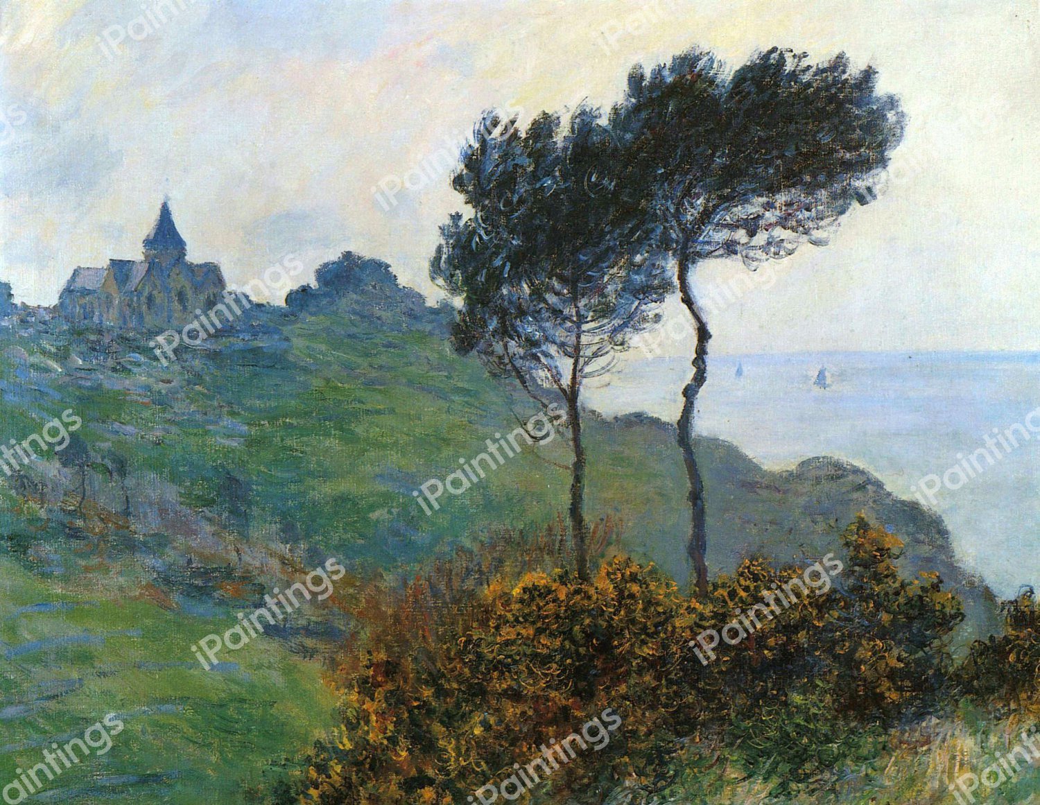 Church at Varengeville, Grey Weather. The painting by Claude Monet