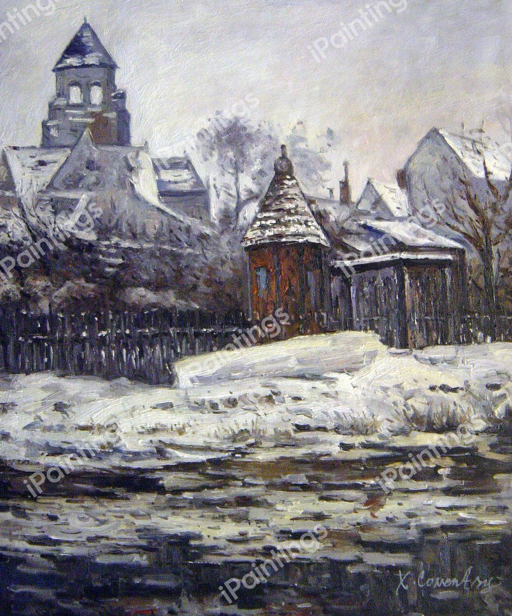 Church At Vetheuil, Winter. The painting by Claude Monet
