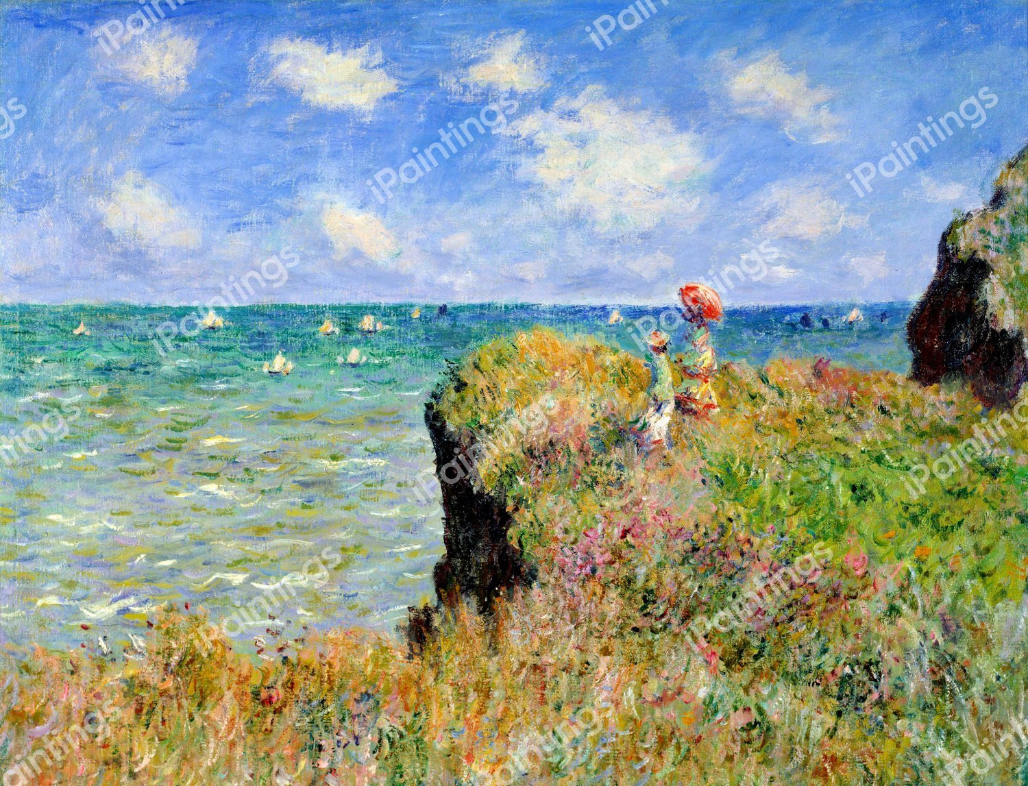 Cliff Walk at Pourville. The painting by Claude Monet