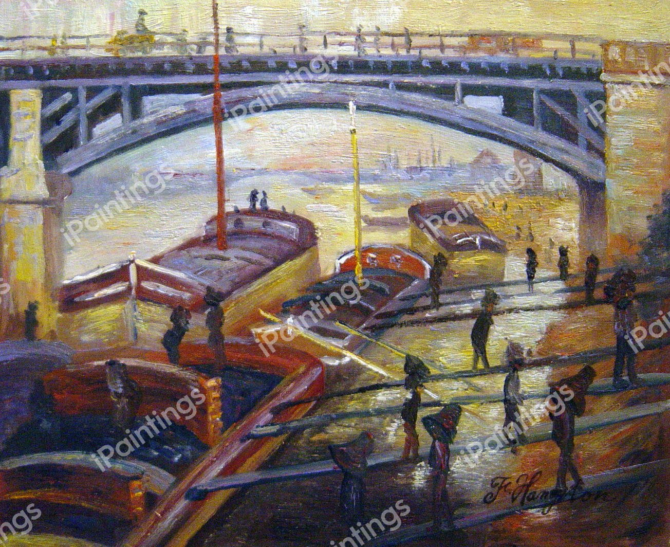 Coal Dockers. The painting by Claude Monet