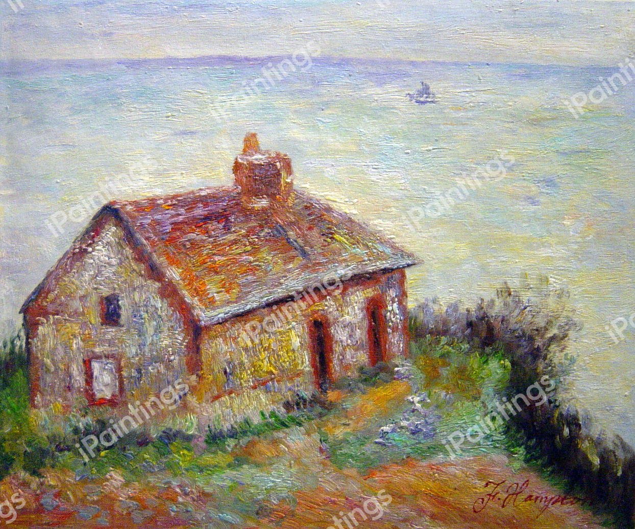 Customs House, Rose Effect. The painting by Claude Monet