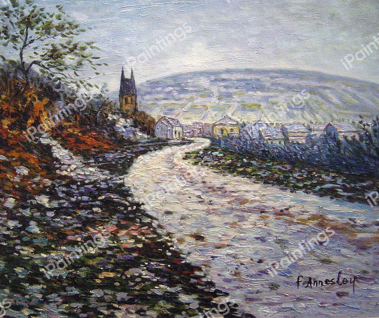 Entering The Village Of Vetheuil In Winter. The painting by Claude Monet