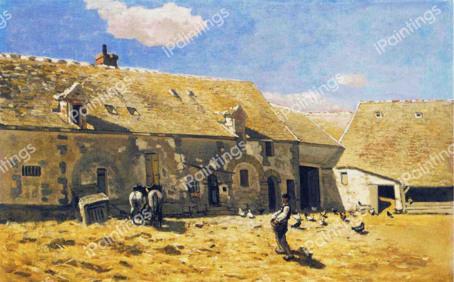 Farmyard at Chailly. The painting by Claude Monet