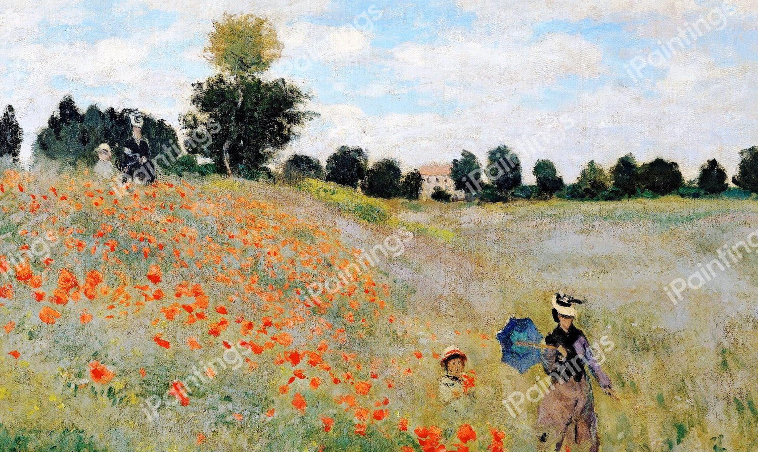 Field of Poppies. The painting by Claude Monet