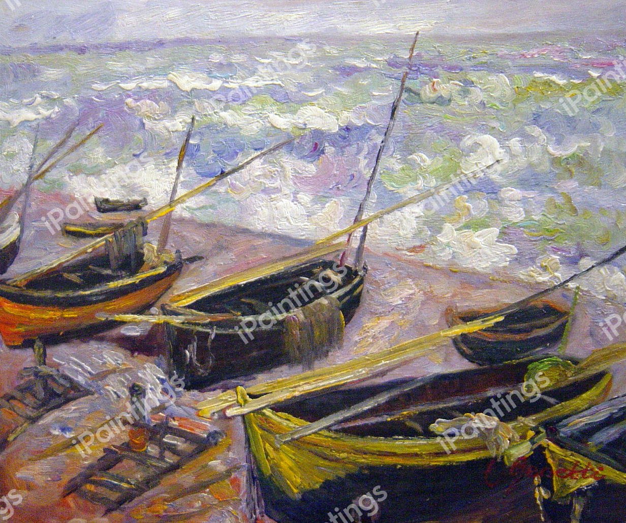 Fishing Boats. The painting by Claude Monet