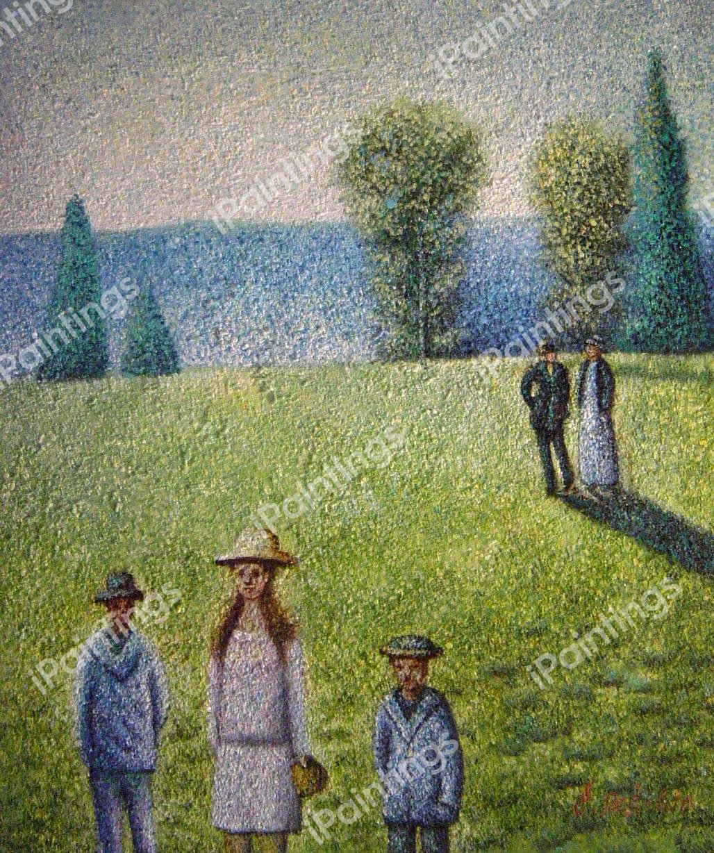 Five Figures In A Field. The painting by Claude Monet