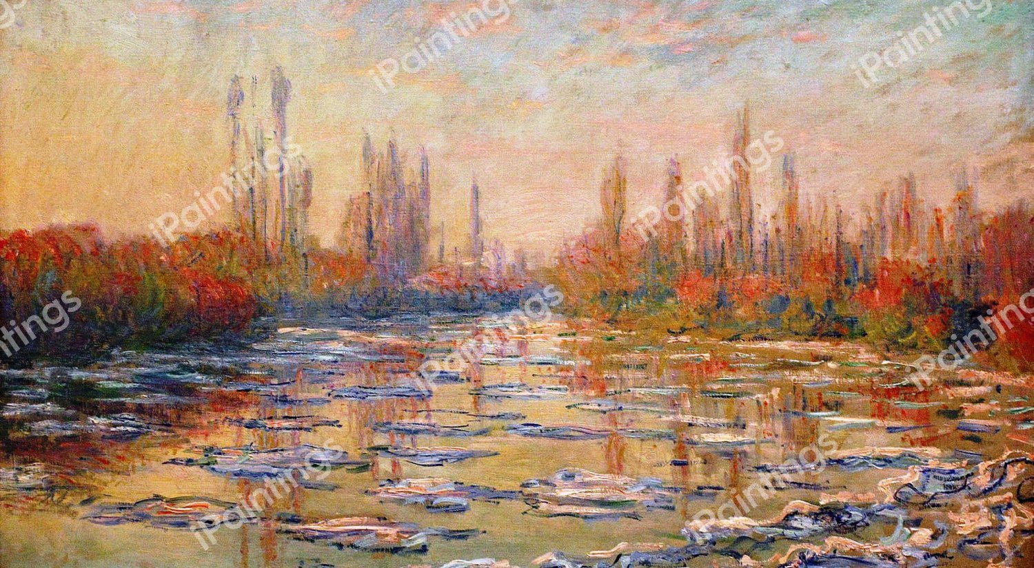 Floating Ice on the Seine 2. The painting by Claude Monet