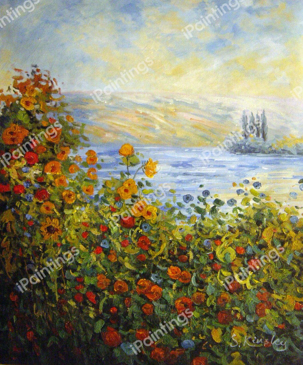 Flower Beds At Vetheuil. The painting by Claude Monet