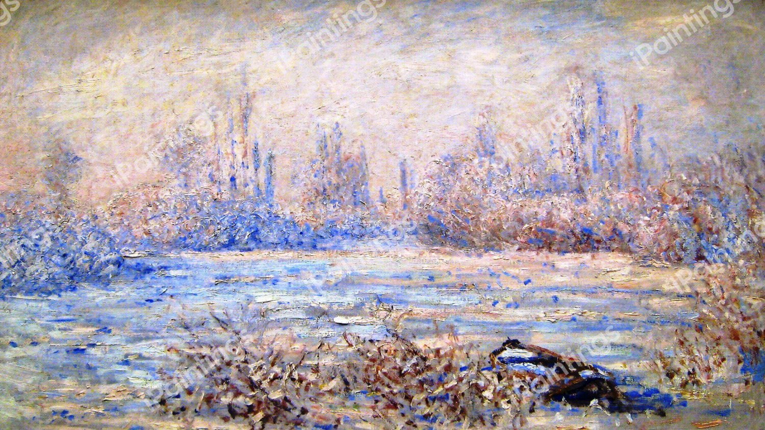 Frost near Vetheuil. The painting by Claude Monet