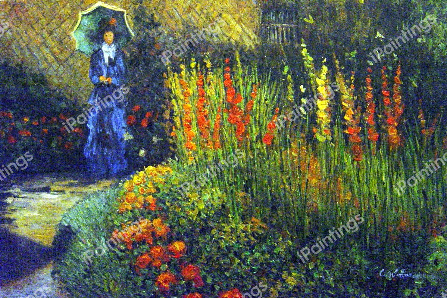 Garden Path. The painting by Claude Monet