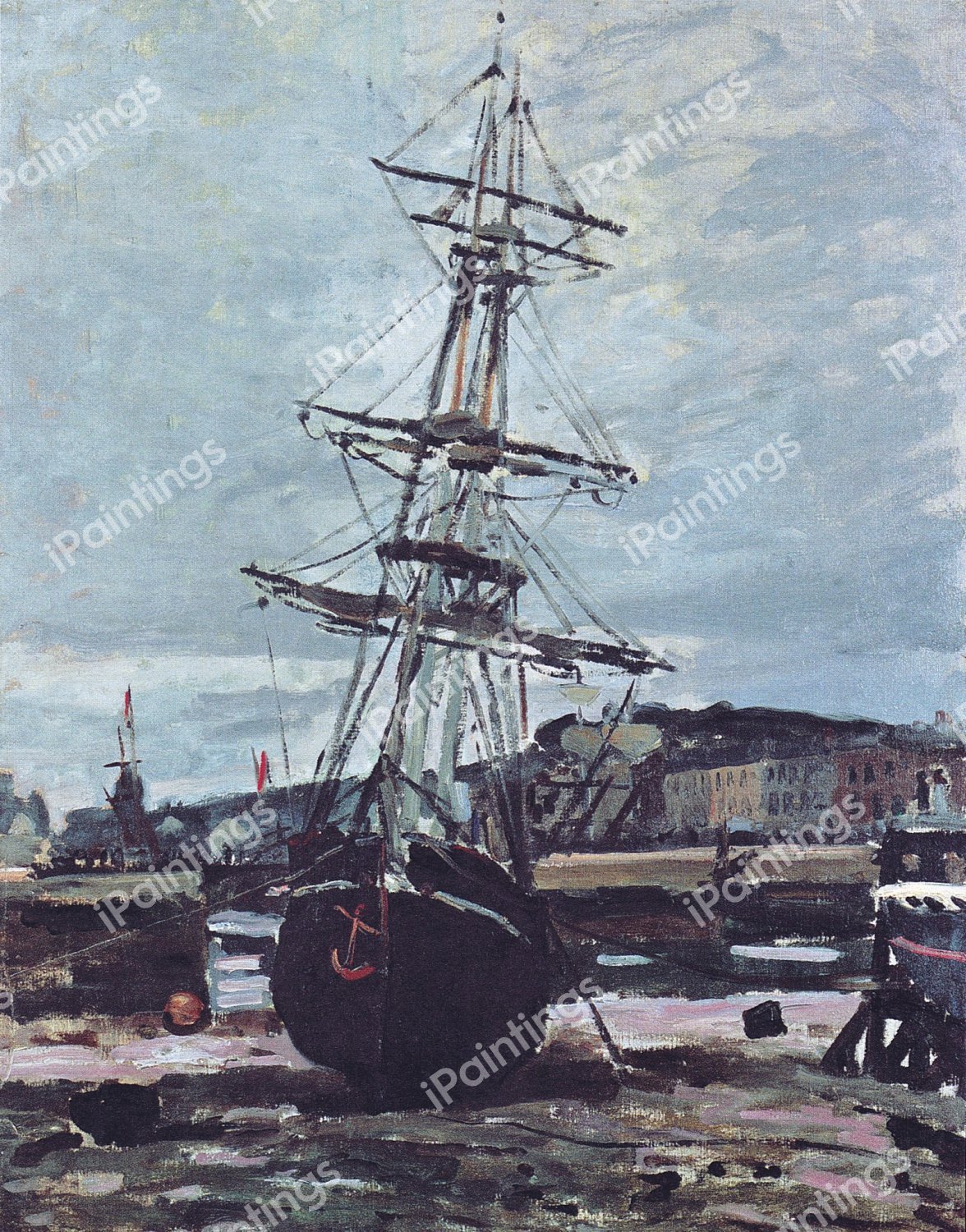 Gestrandetes Boot in Fecamp. The painting by Claude Monet