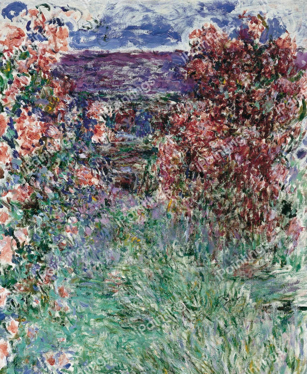House Among the Roses. The painting by Claude Monet