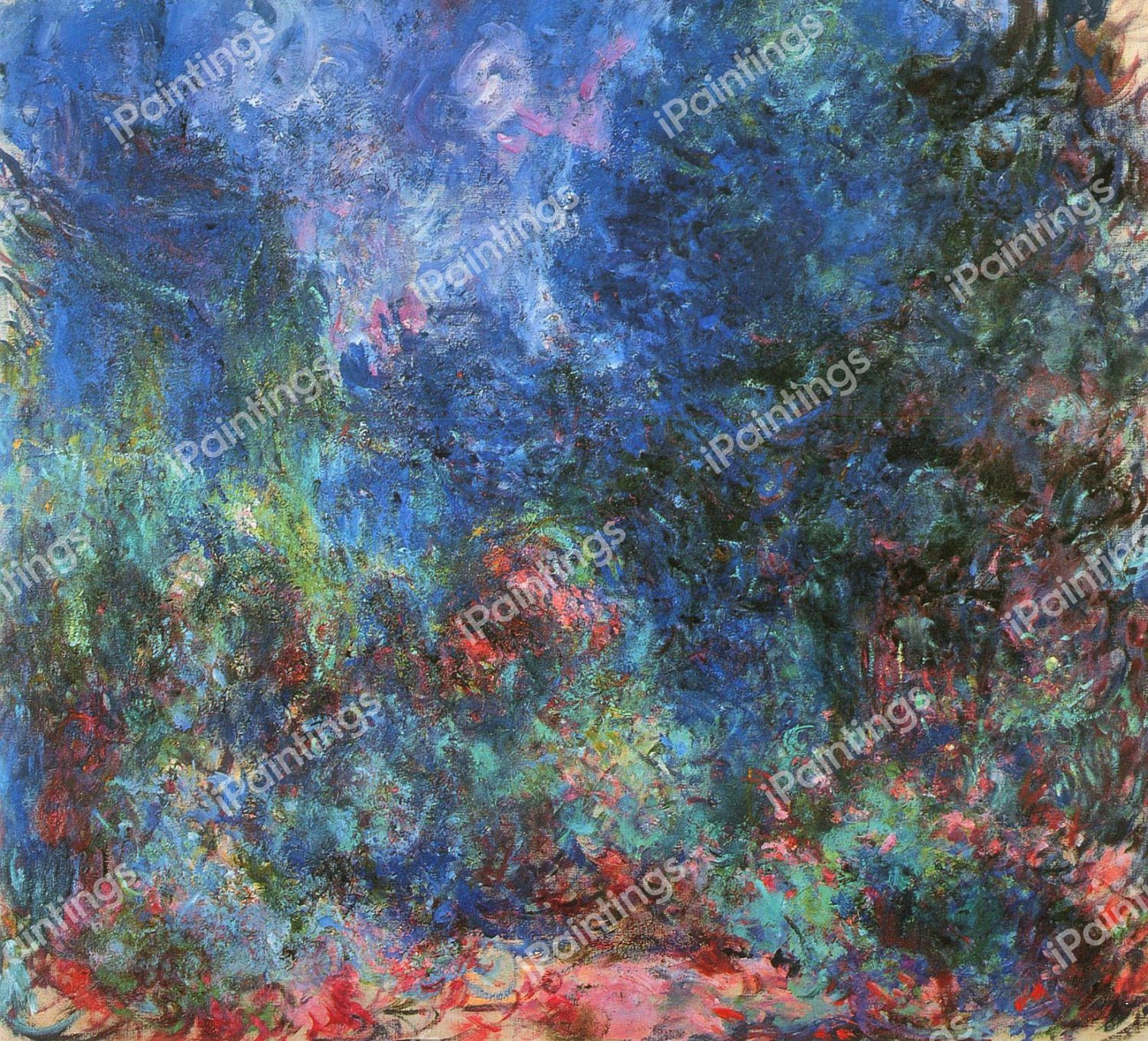 House at Giverny Viewed from the Rose Garden. The painting by Claude Monet