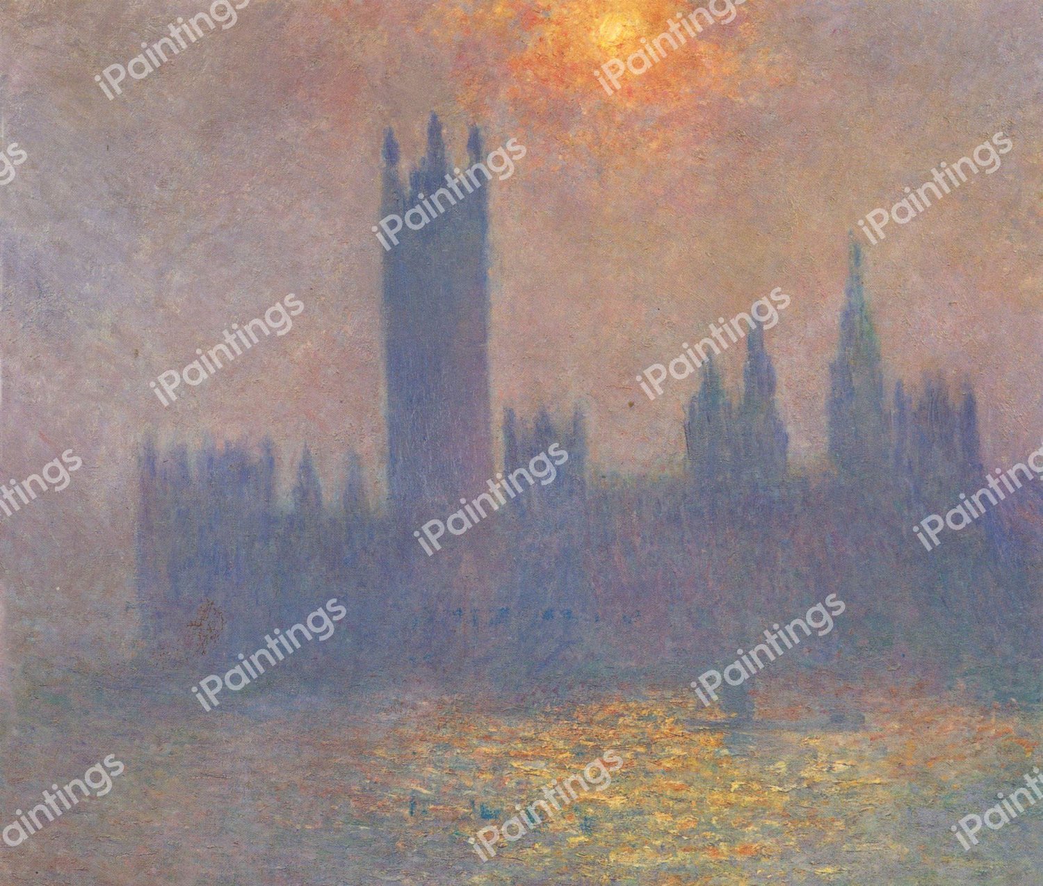 Houses of Parliament, Effect of Sunlight in the Fog. The painting by Claude Monet
