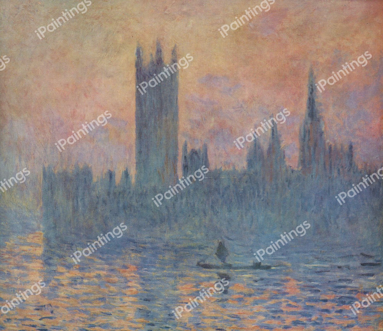 Houses of Parliament in Winter. The painting by Claude Monet