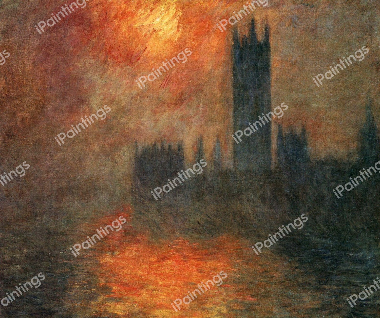Houses of Parliament, Sunset. The painting by Claude Monet