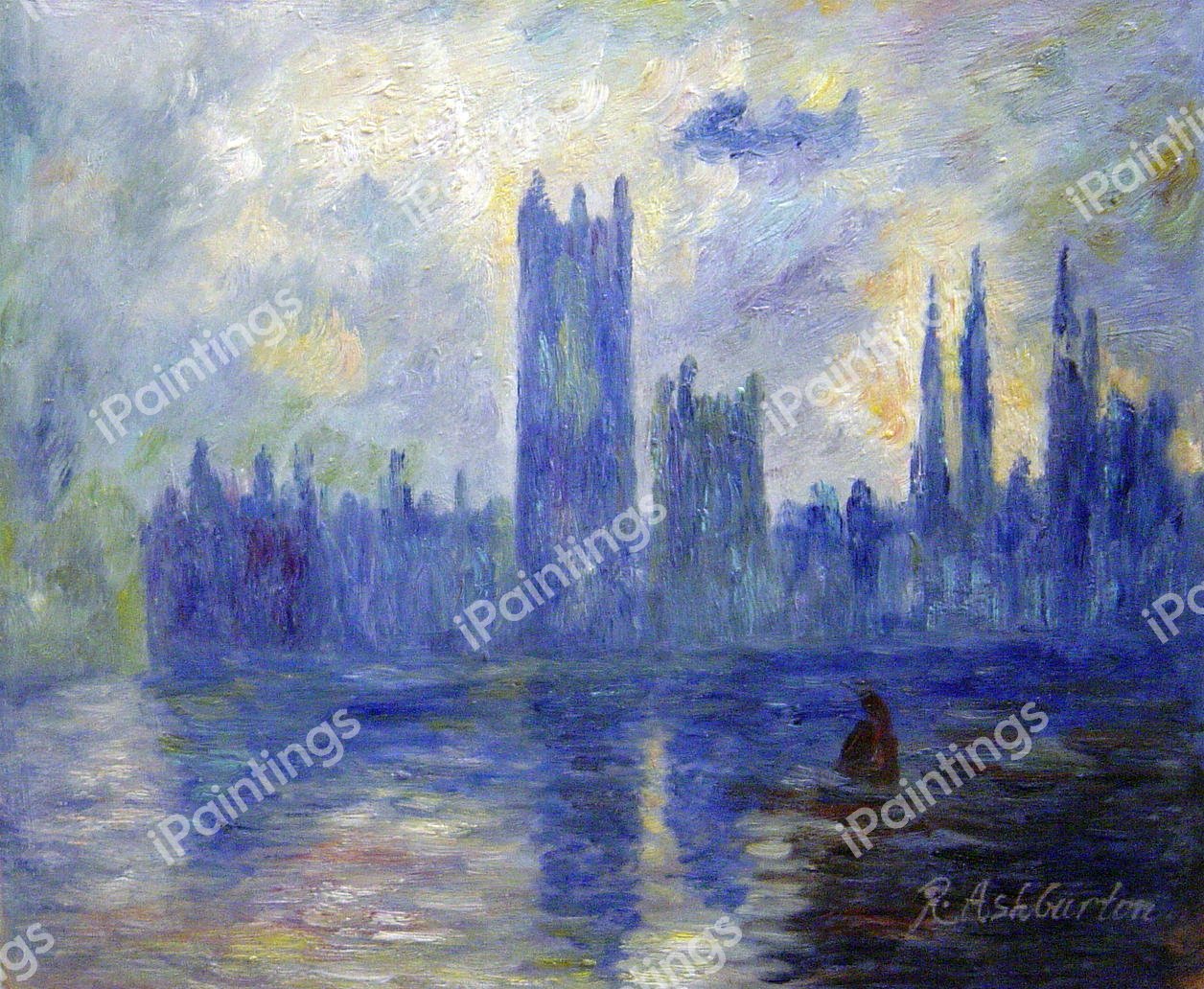 Houses Of Parliament, Westminster. The painting by Claude Monet