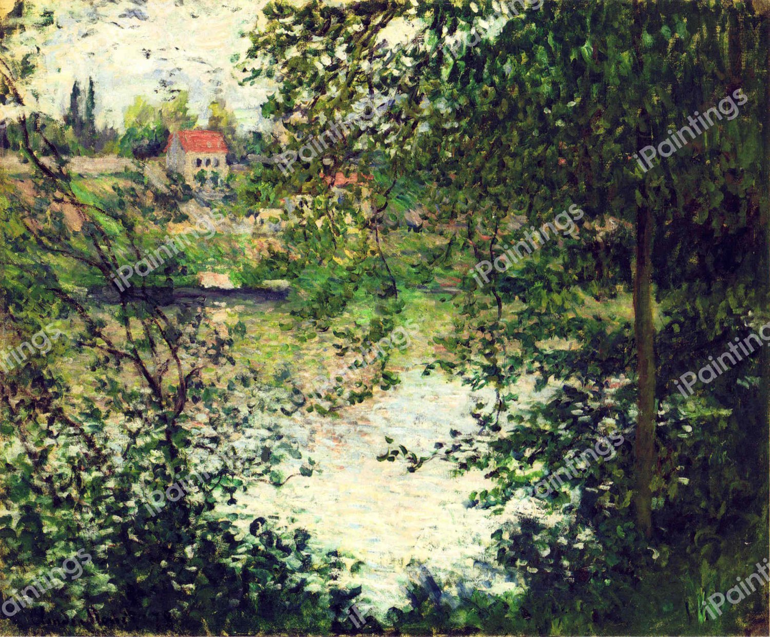Ile de La Grande Jatte Through the Trees. The painting by Claude Monet