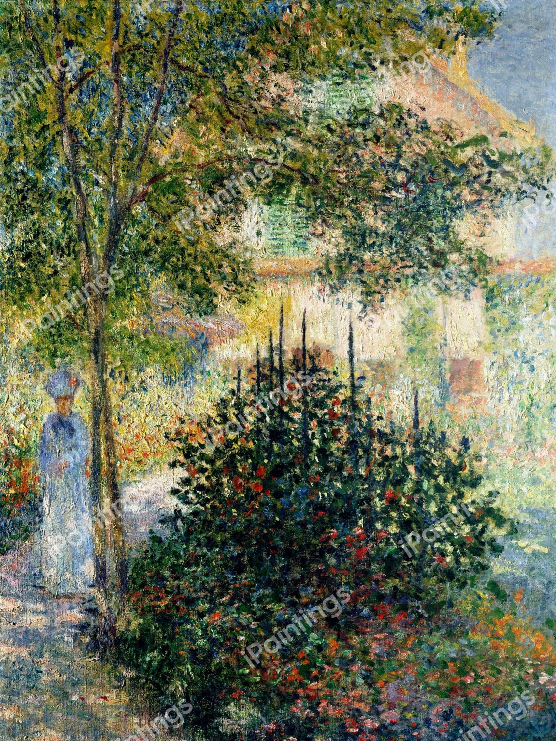 In the Garden at Argenteuil, Camille Monet . The painting by Claude Monet
