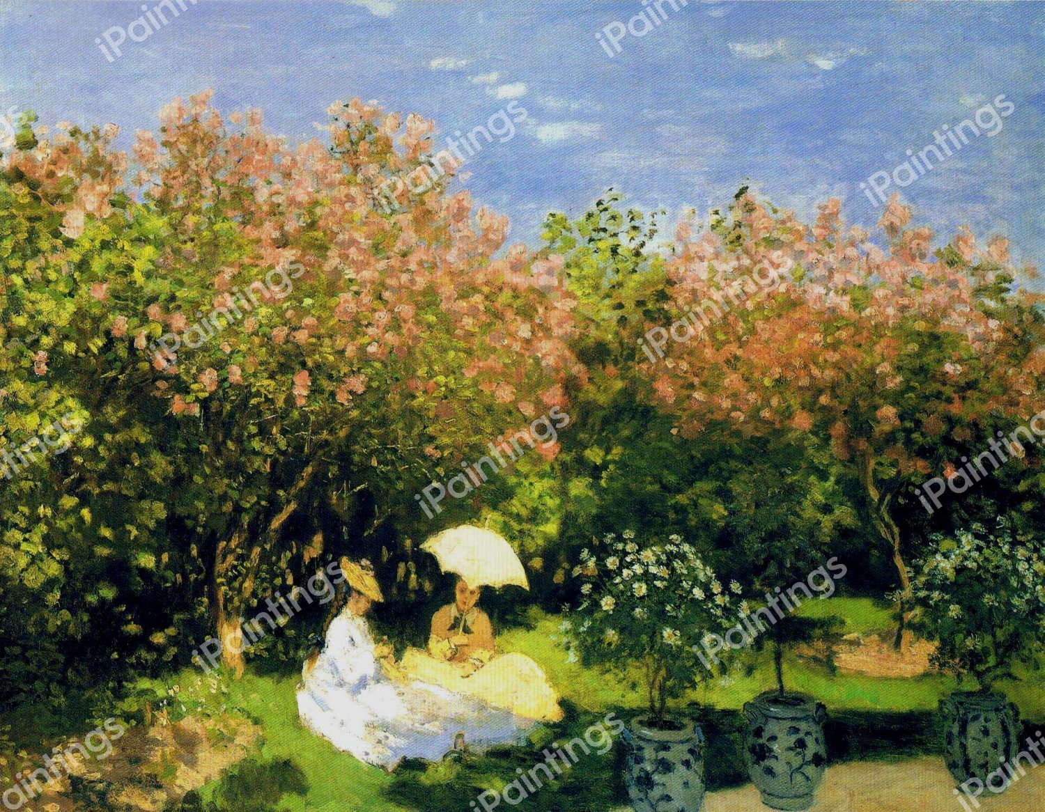 In the Garden. The painting by Claude Monet