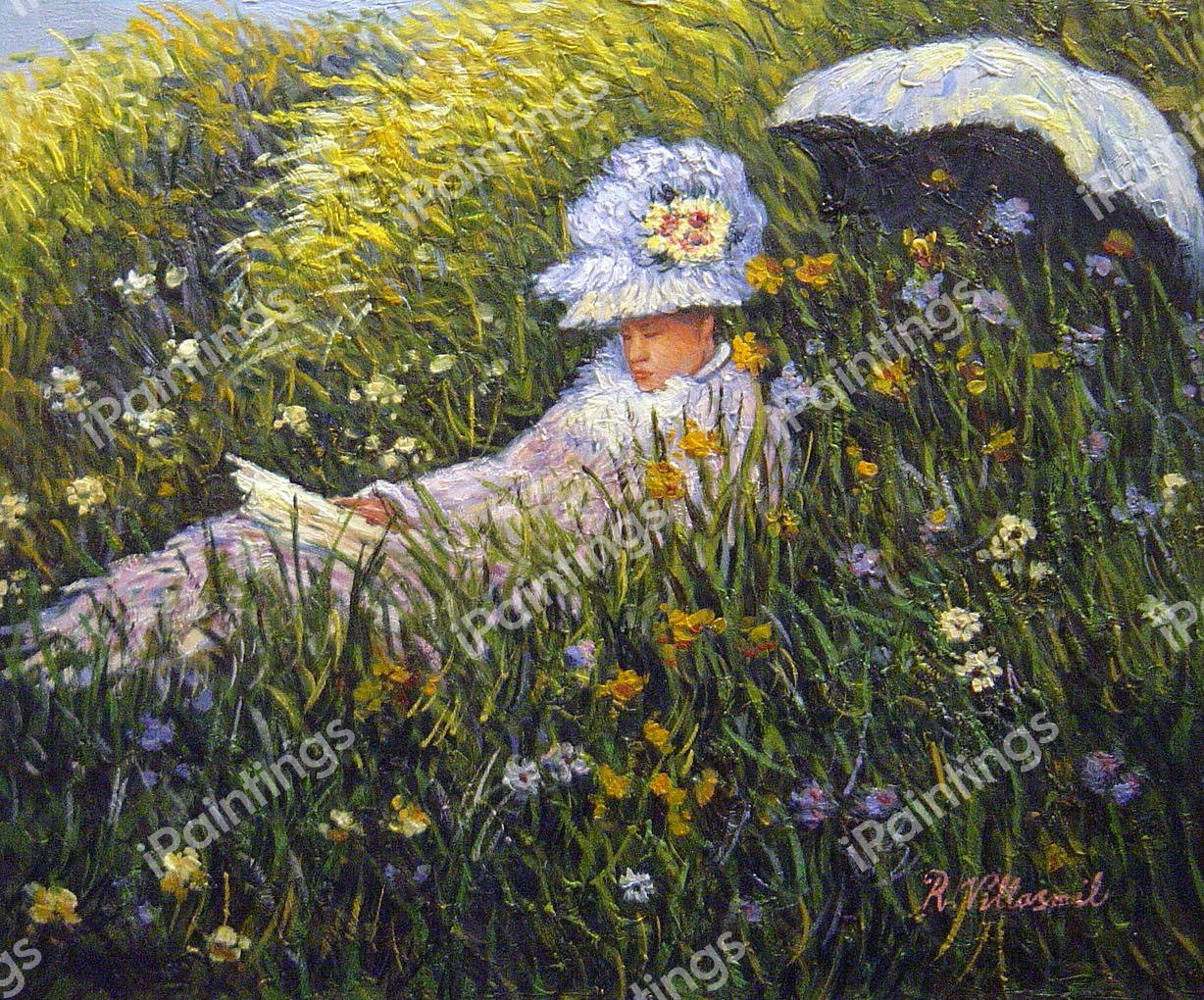 In The Meadow. The painting by Claude Monet