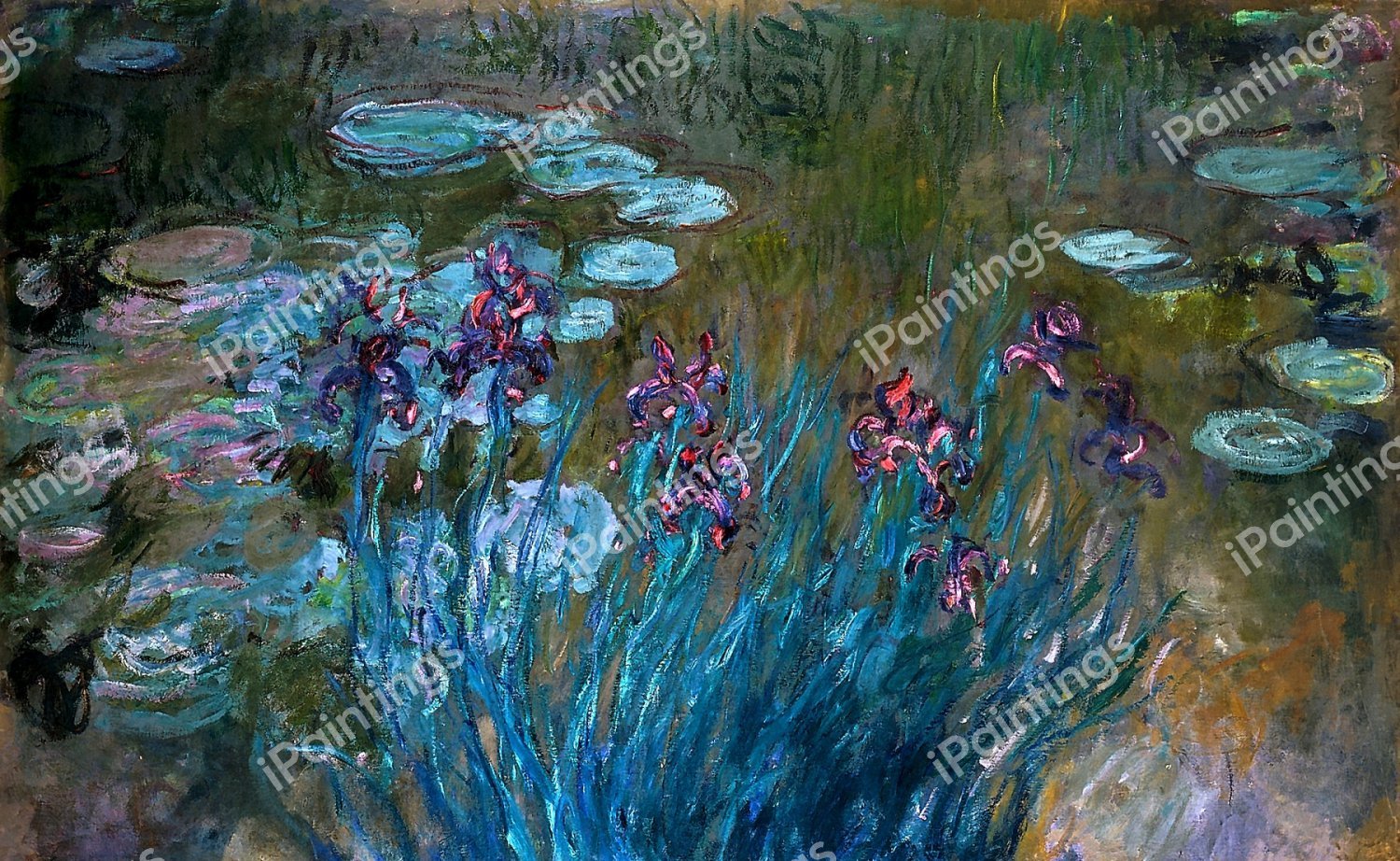 Irises and Water-Lilies. The painting by Claude Monet