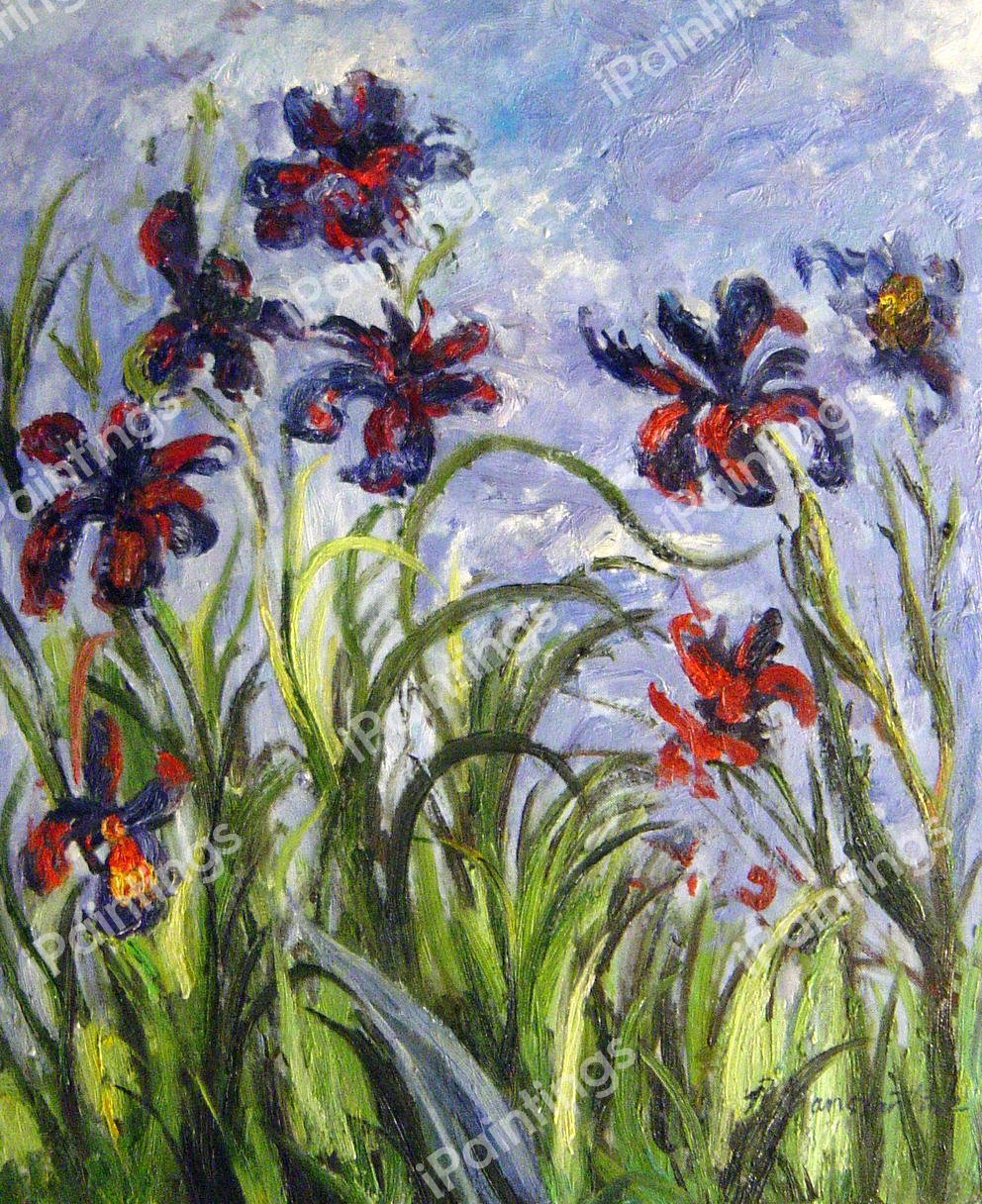 Irises. The painting by Claude Monet