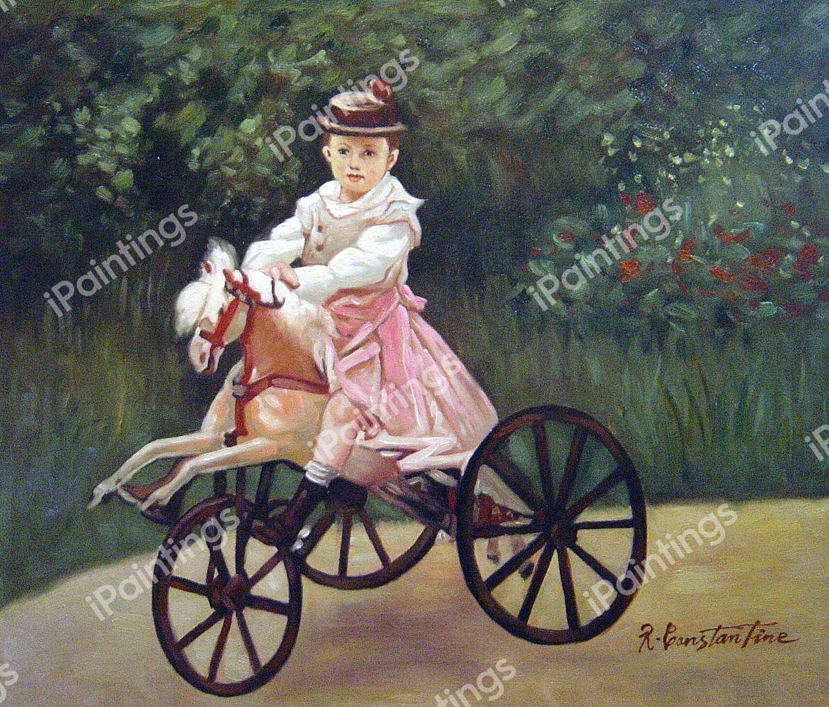 Jean Monet On The Horse Tricycle. The painting by Claude Monet