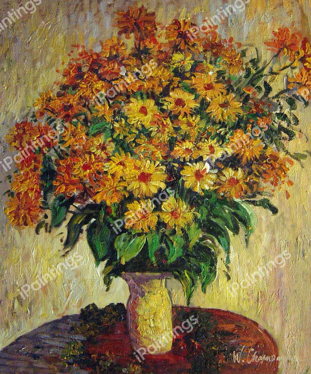 Jerusalem Artichoke Flowers. The painting by Claude Monet