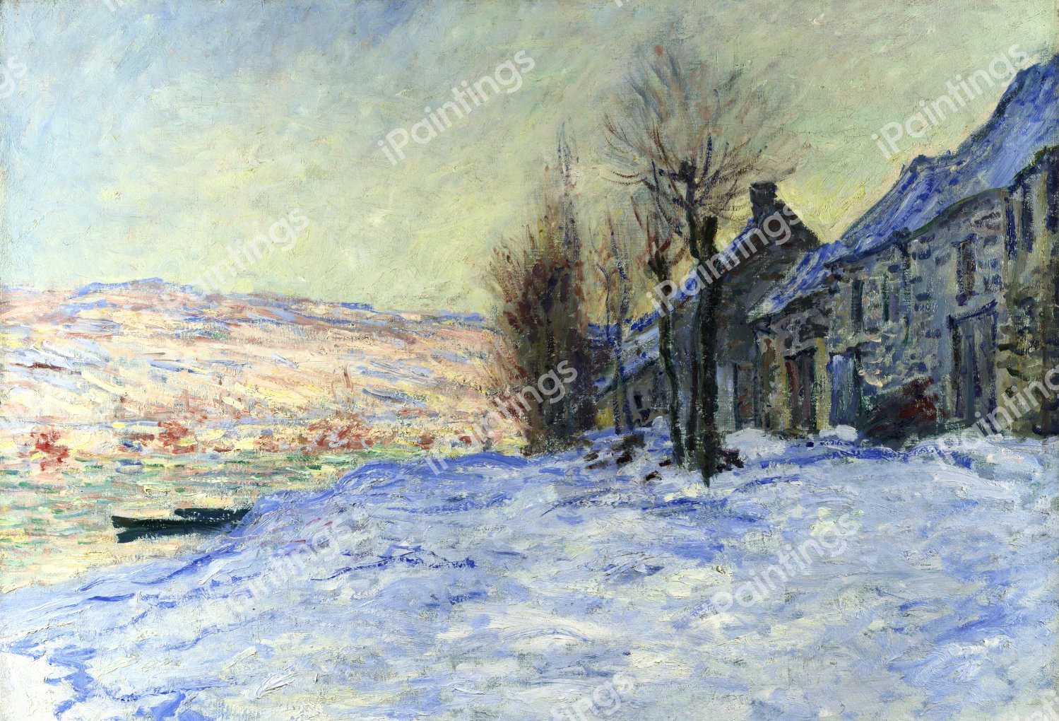 Lavacourt Sunshine and Snow. The painting by Claude Monet