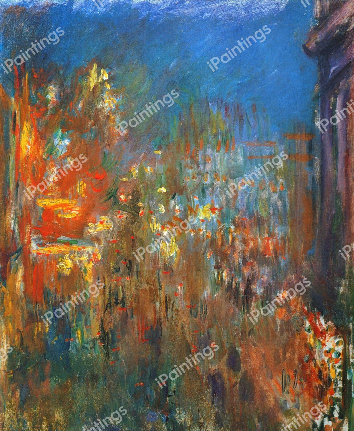 Leicester Square at Night II. The painting by Claude Monet