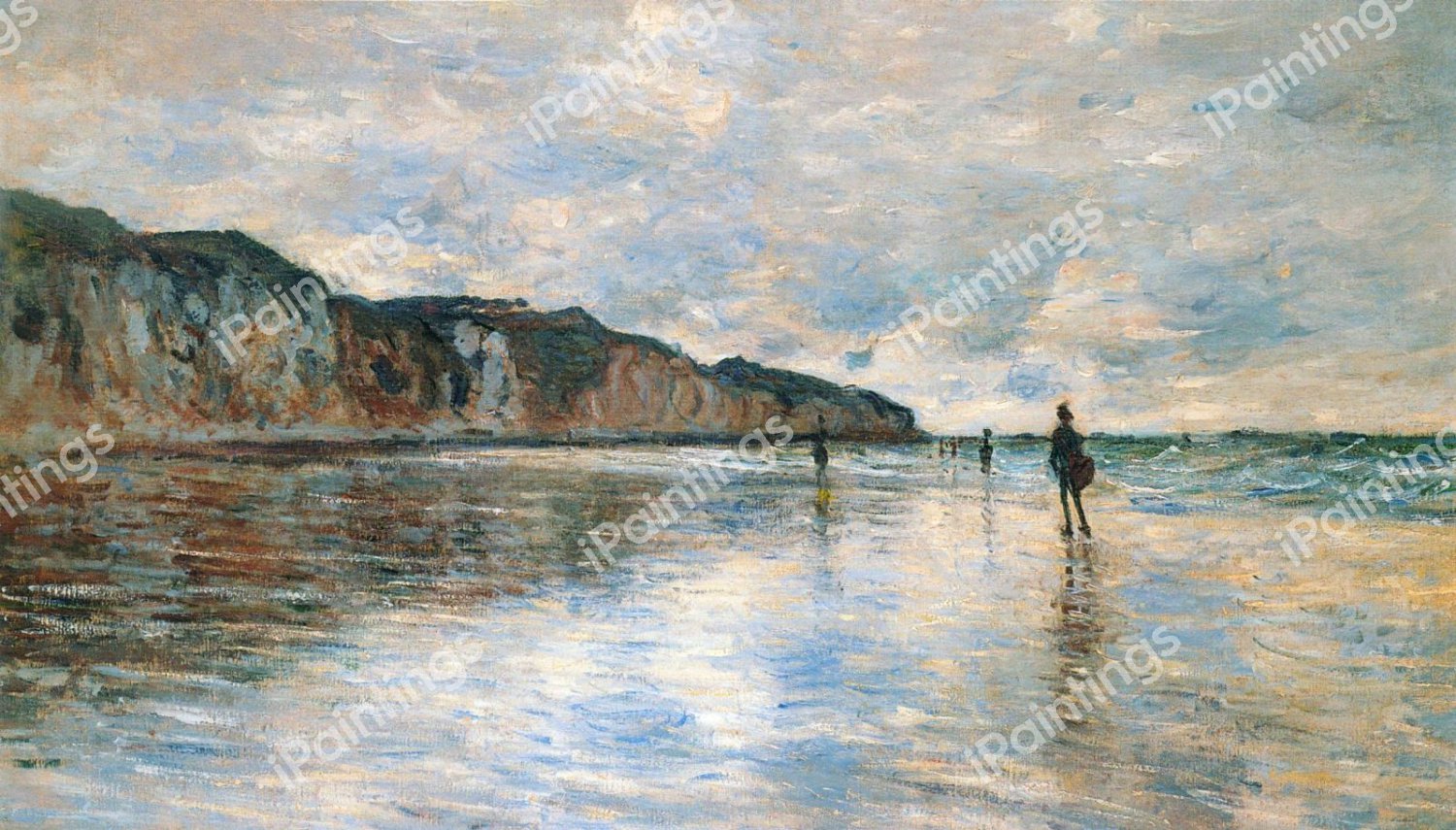 Low Tide at Pourville. The painting by Claude Monet