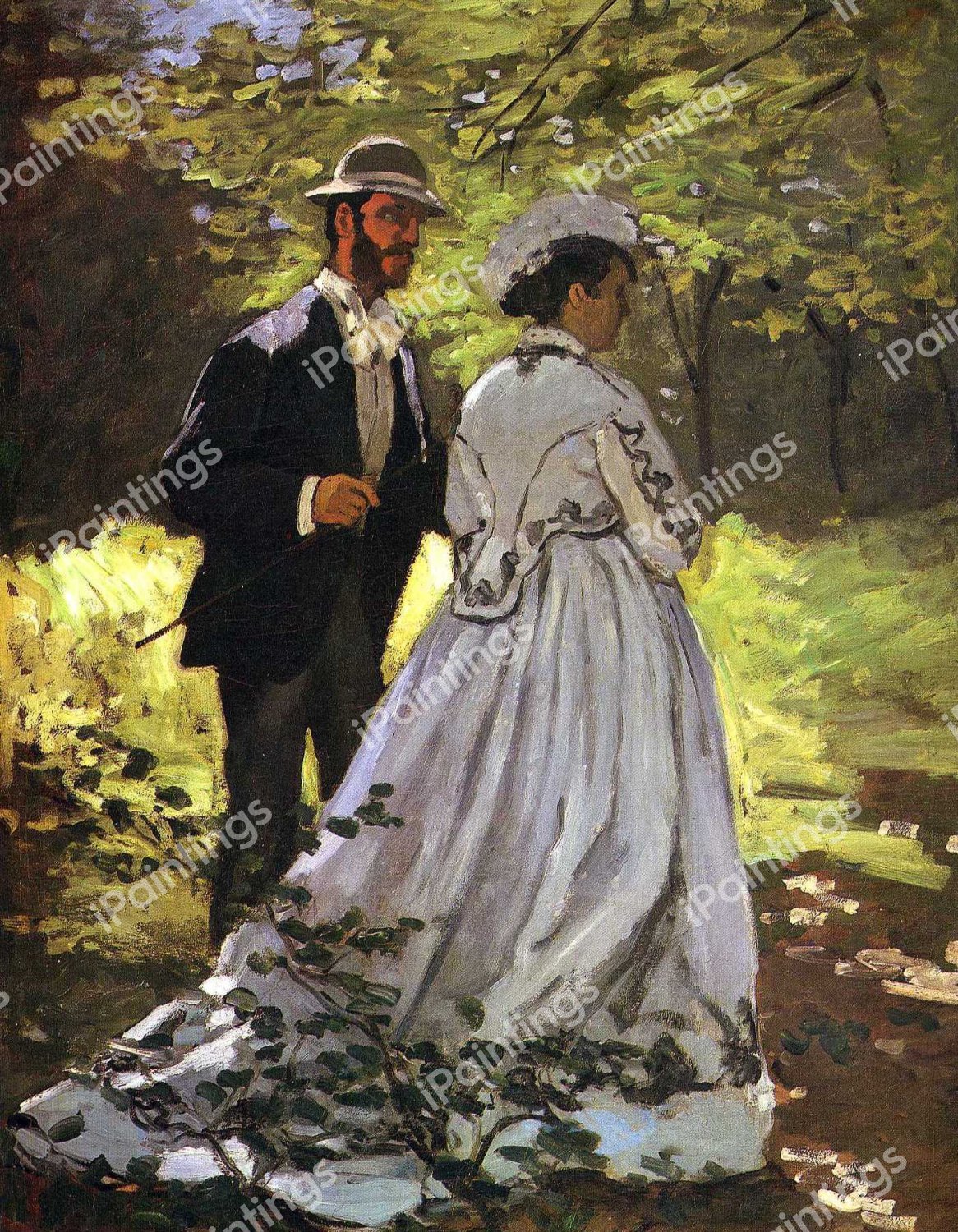 Lunch on the Grass (study). The painting by Claude Monet