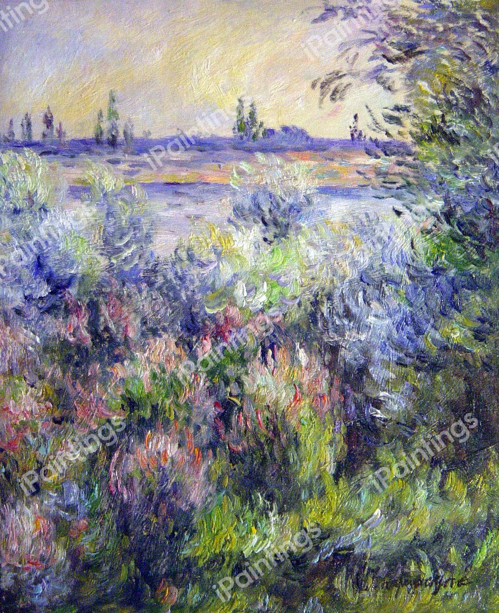 On The Banks Of The Seine. The painting by Claude Monet