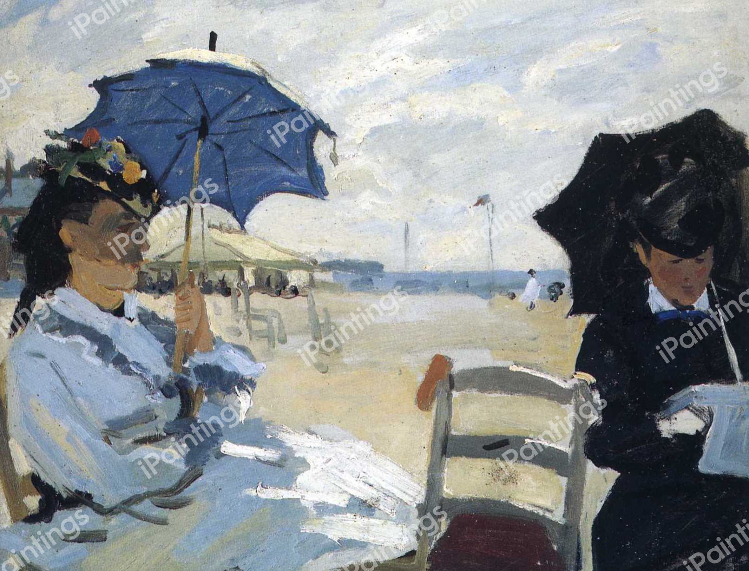 On the Beach at Trouville. The painting by Claude Monet