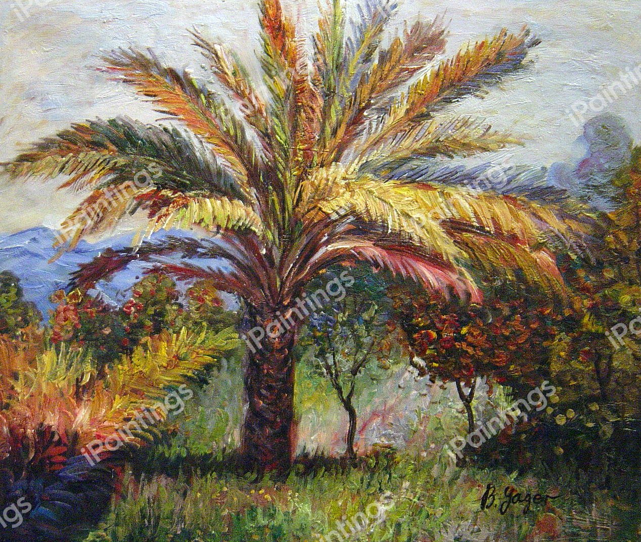 Palm Tree At Bordighera. The painting by Claude Monet
