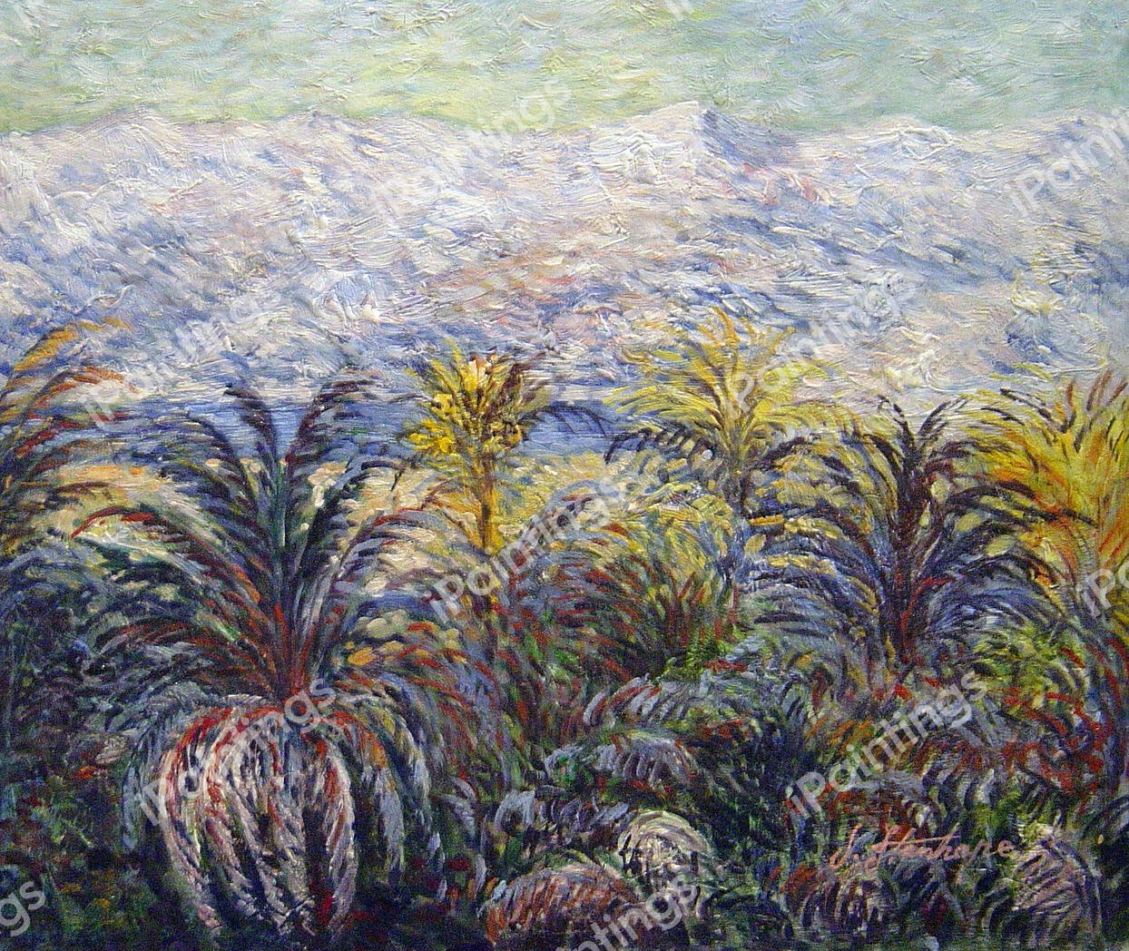 Palm Trees At Bordighera. The painting by Claude Monet