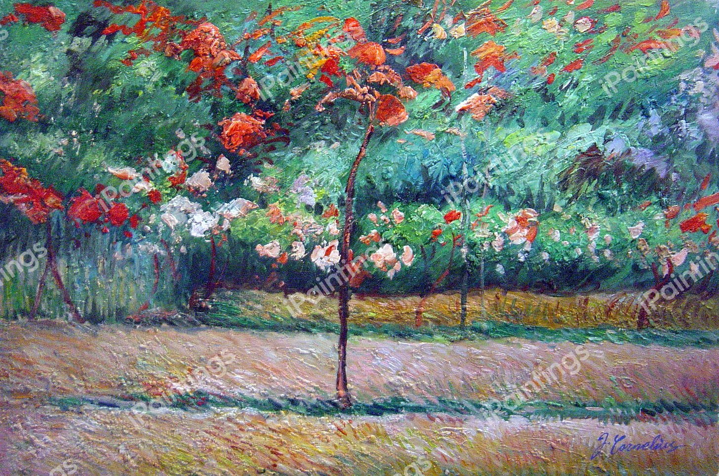 Peony Garden. The painting by Claude Monet