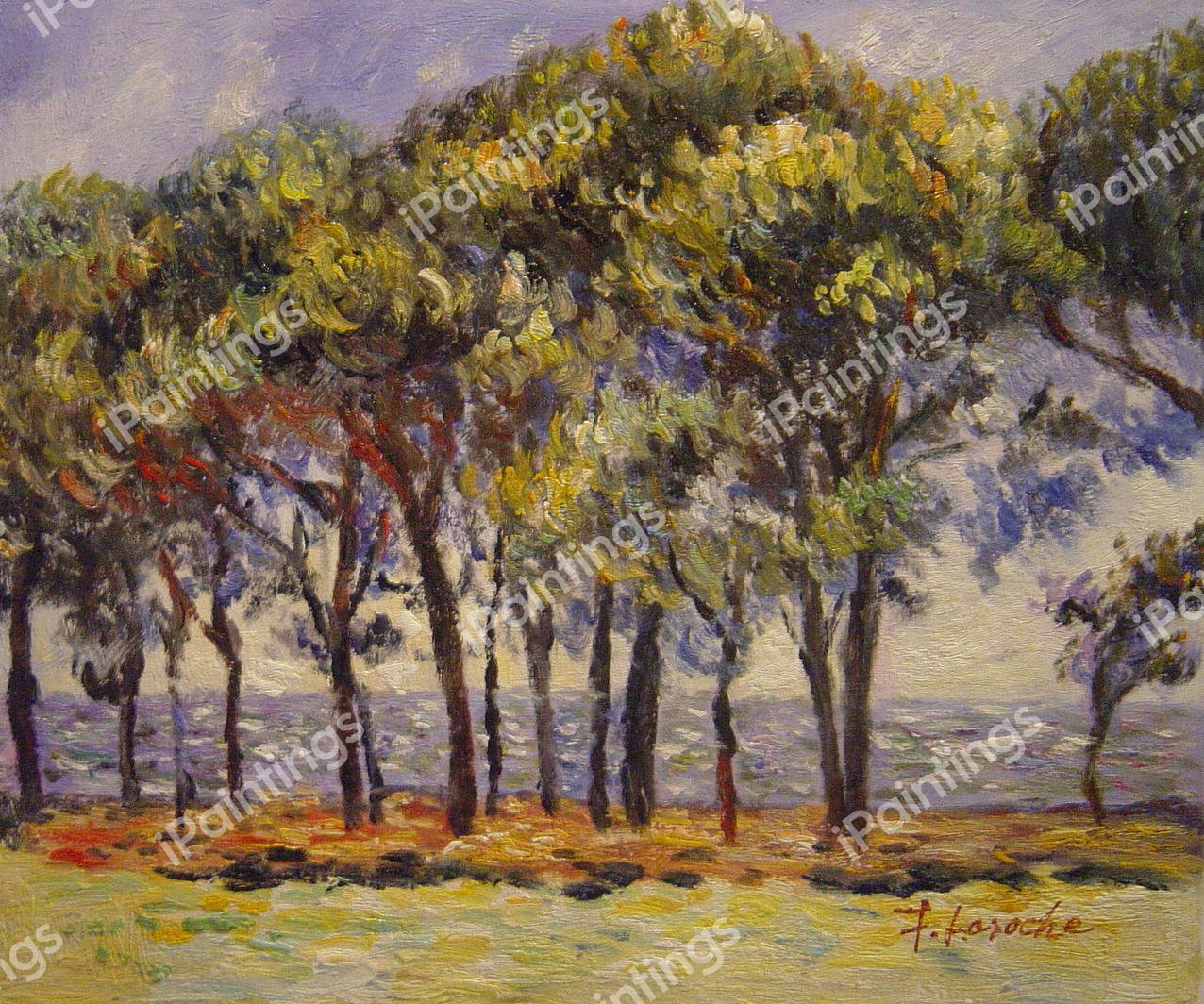 Pine Trees, Cap d&#39Antibes. The painting by Claude Monet