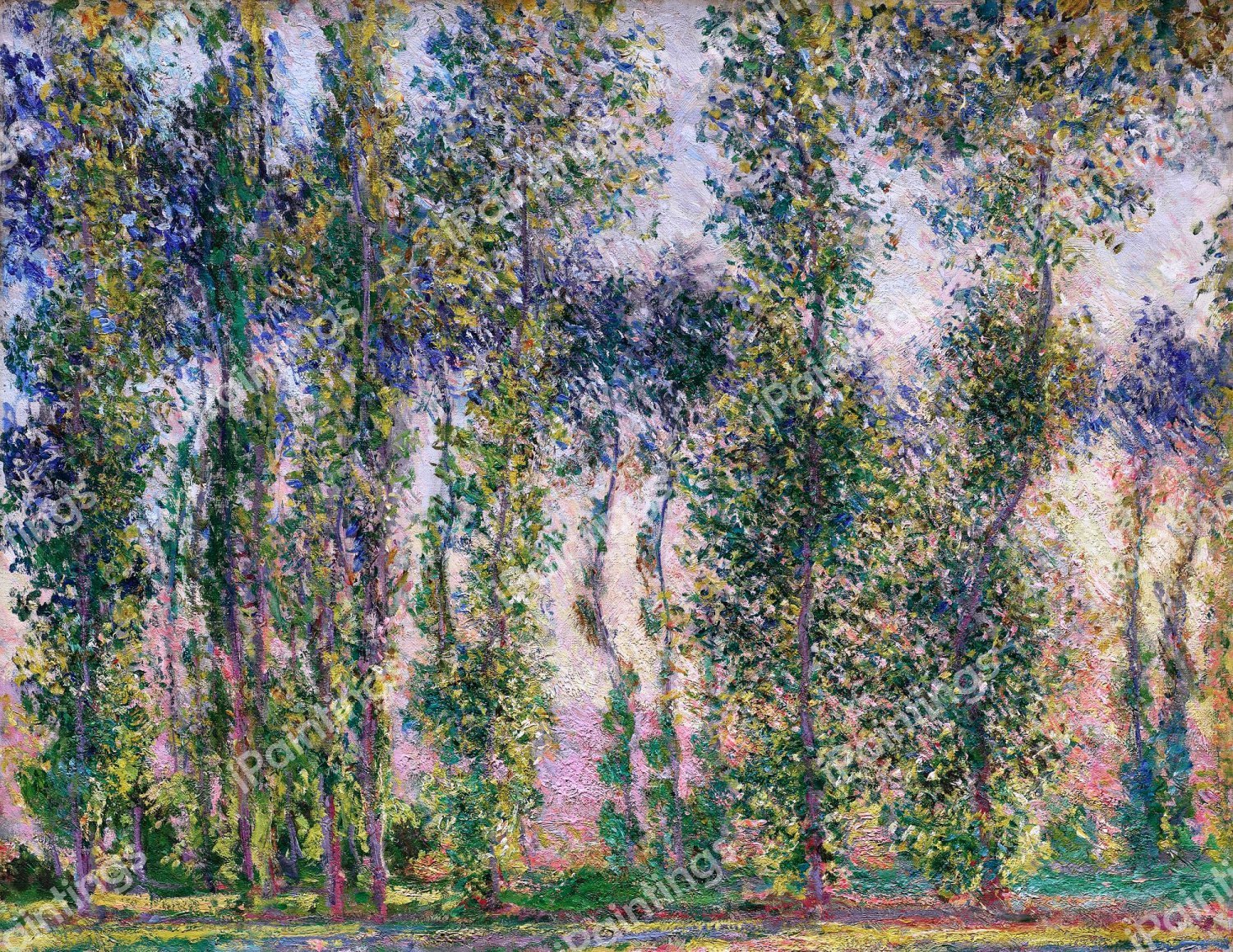Poplars at Giverny. The painting by Claude Monet