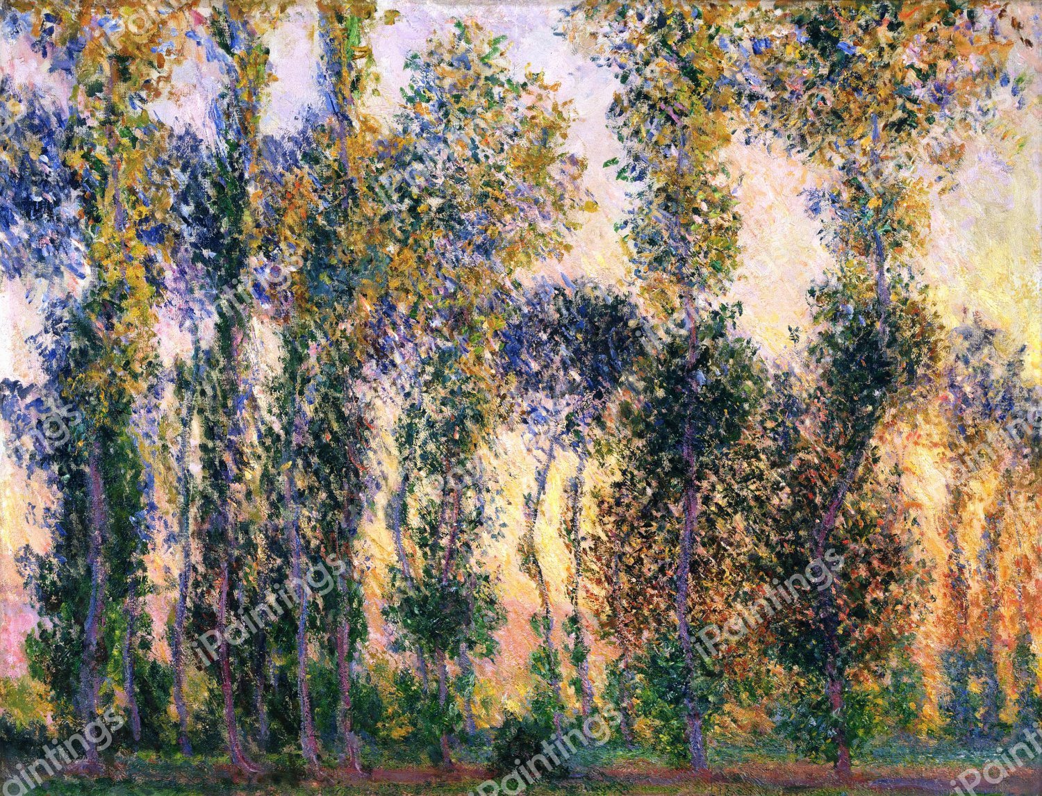 Poplars at Giverny. The painting by Claude Monet