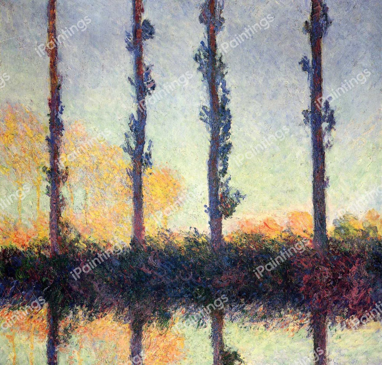 Poplars (Four Trees). The painting by Claude Monet