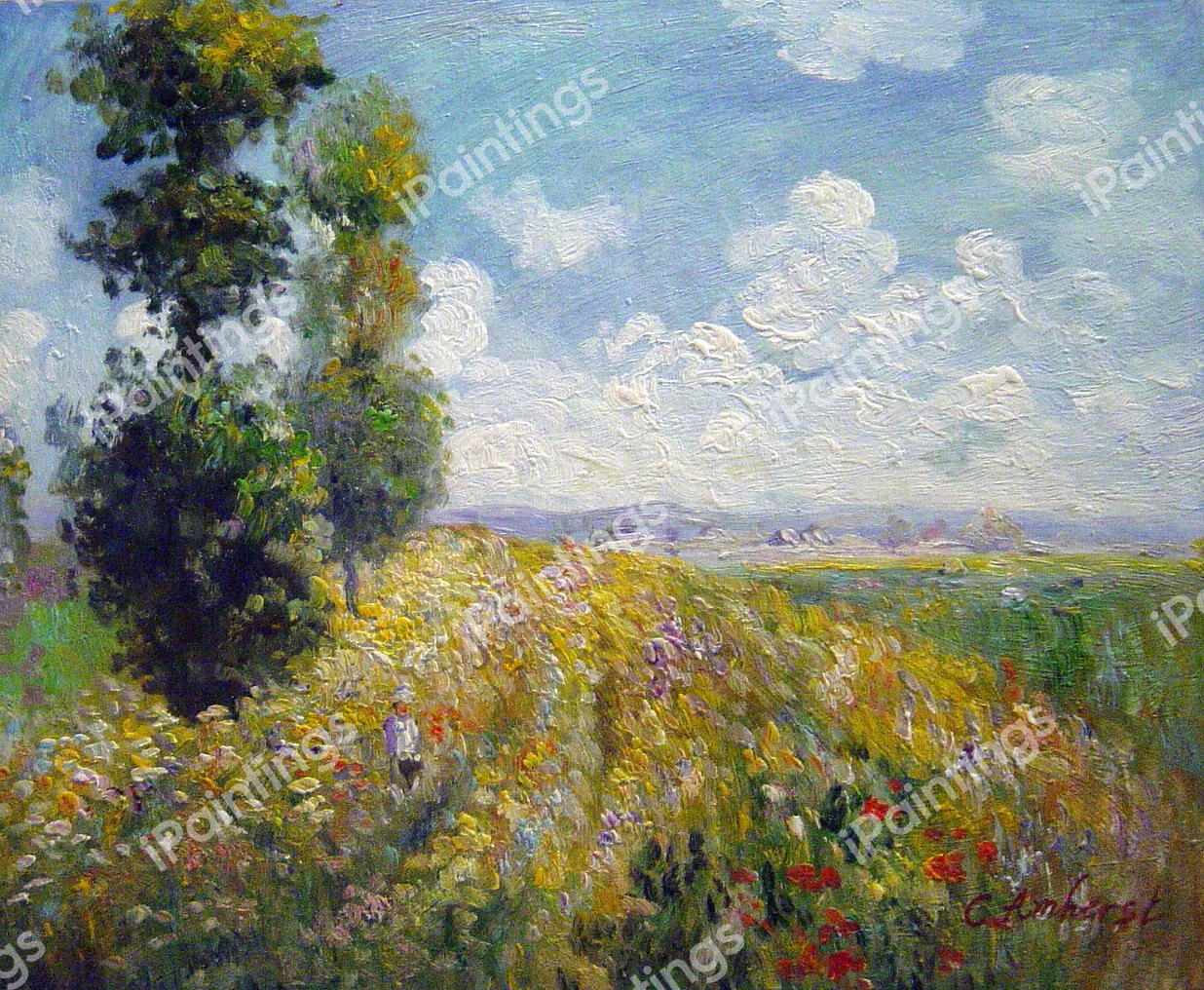 Poplars Near Argenteuil. The painting by Claude Monet