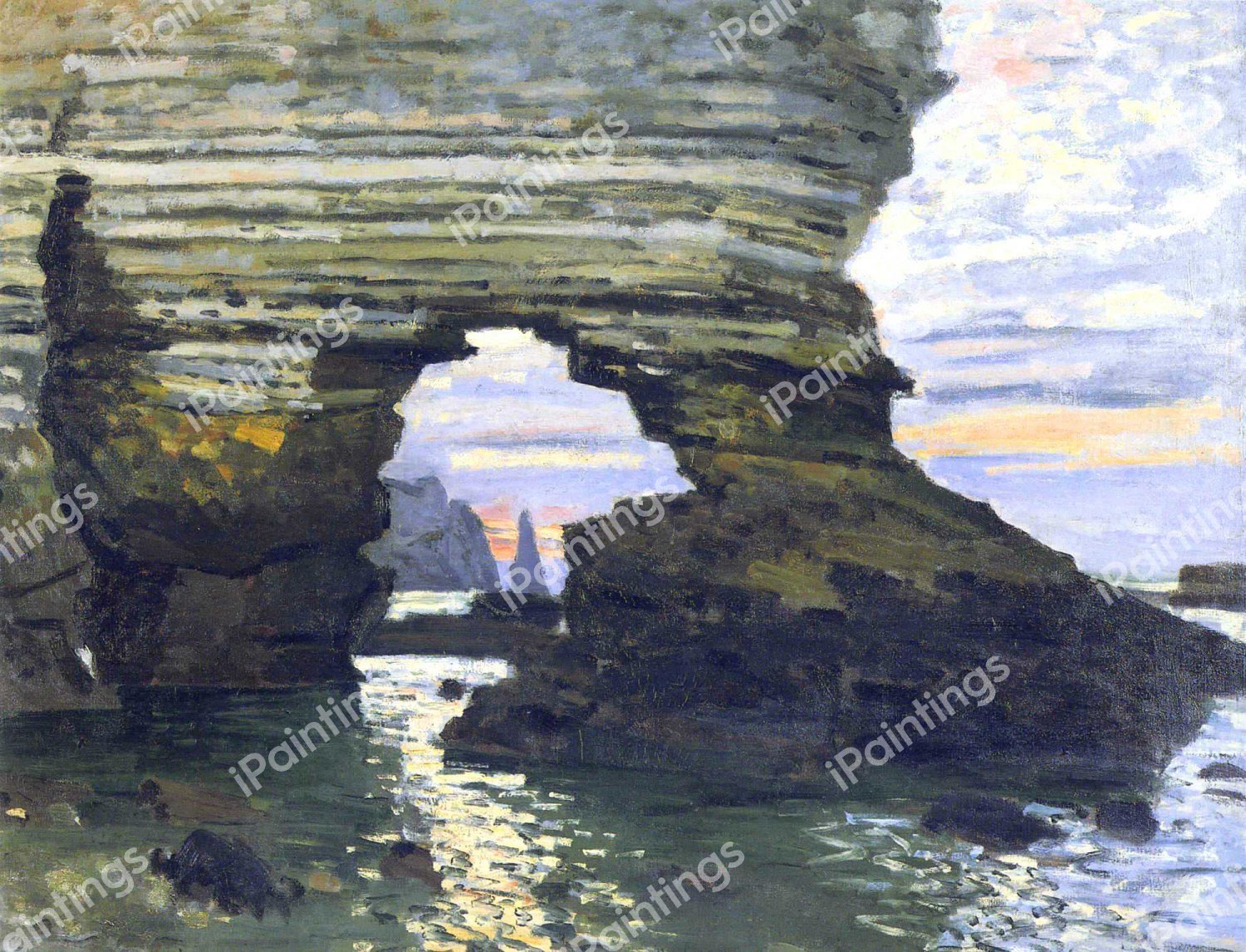 Port d `Amount Etretat. The painting by Claude Monet