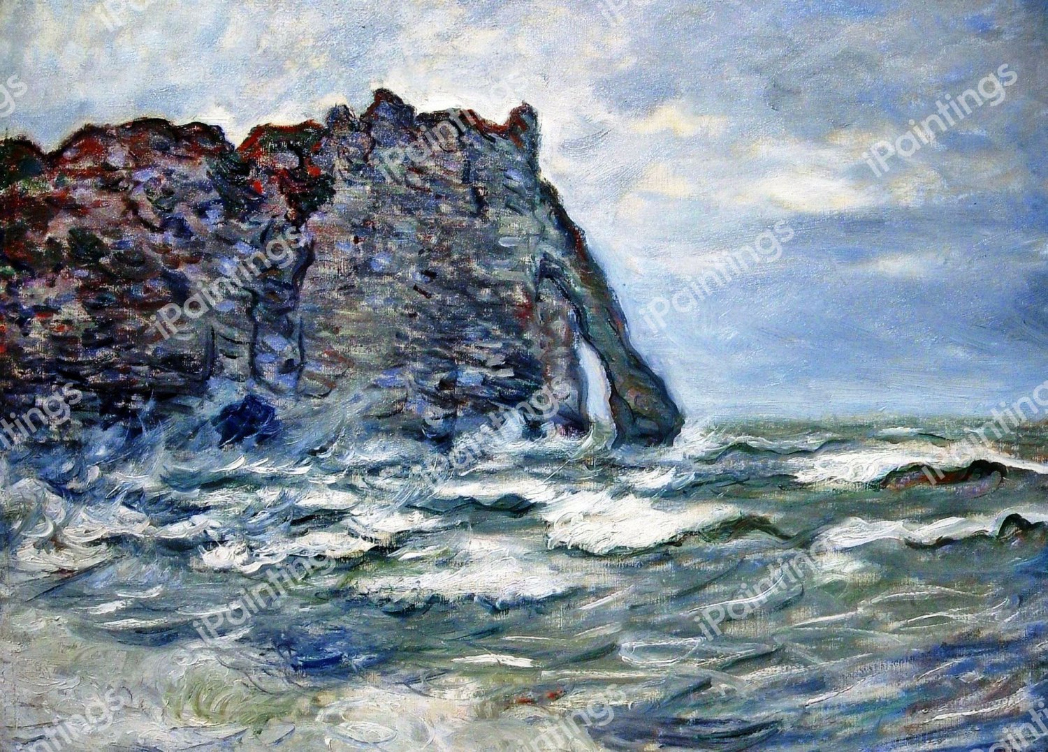 Port d`Aval, Rough Sea. The painting by Claude Monet