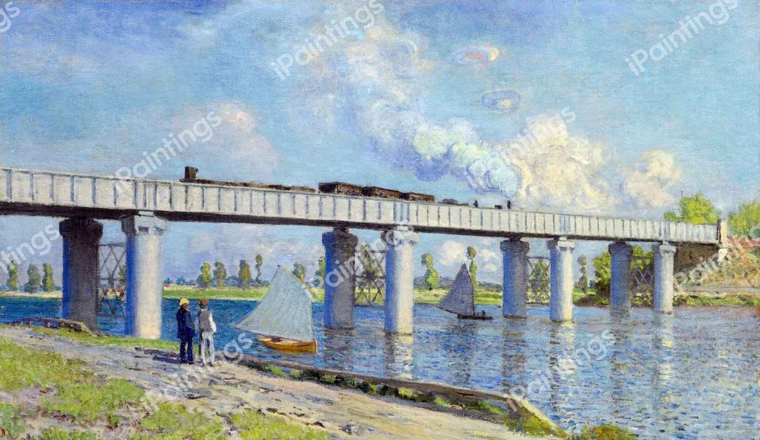 Railway Bridge at Argenteuil. The painting by Claude Monet