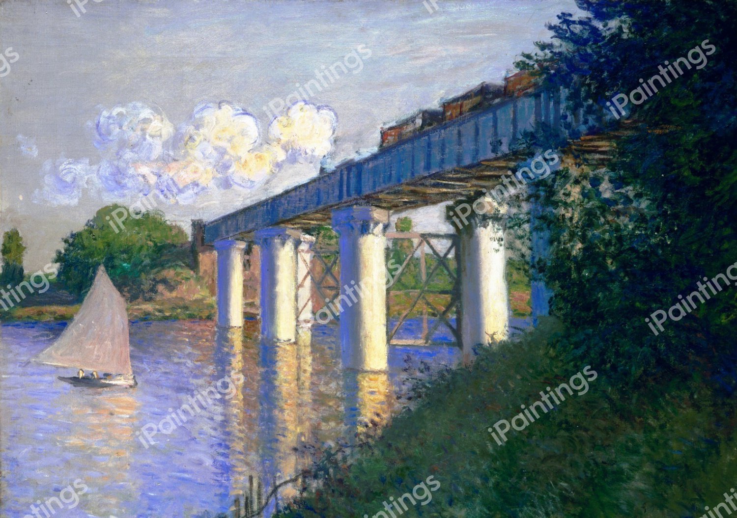 Railway Bridge at Argenteuil. The painting by Claude Monet