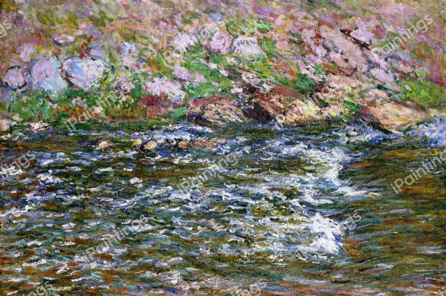 Rapids on the Petite Creuse at Fresselines. The painting by Claude Monet