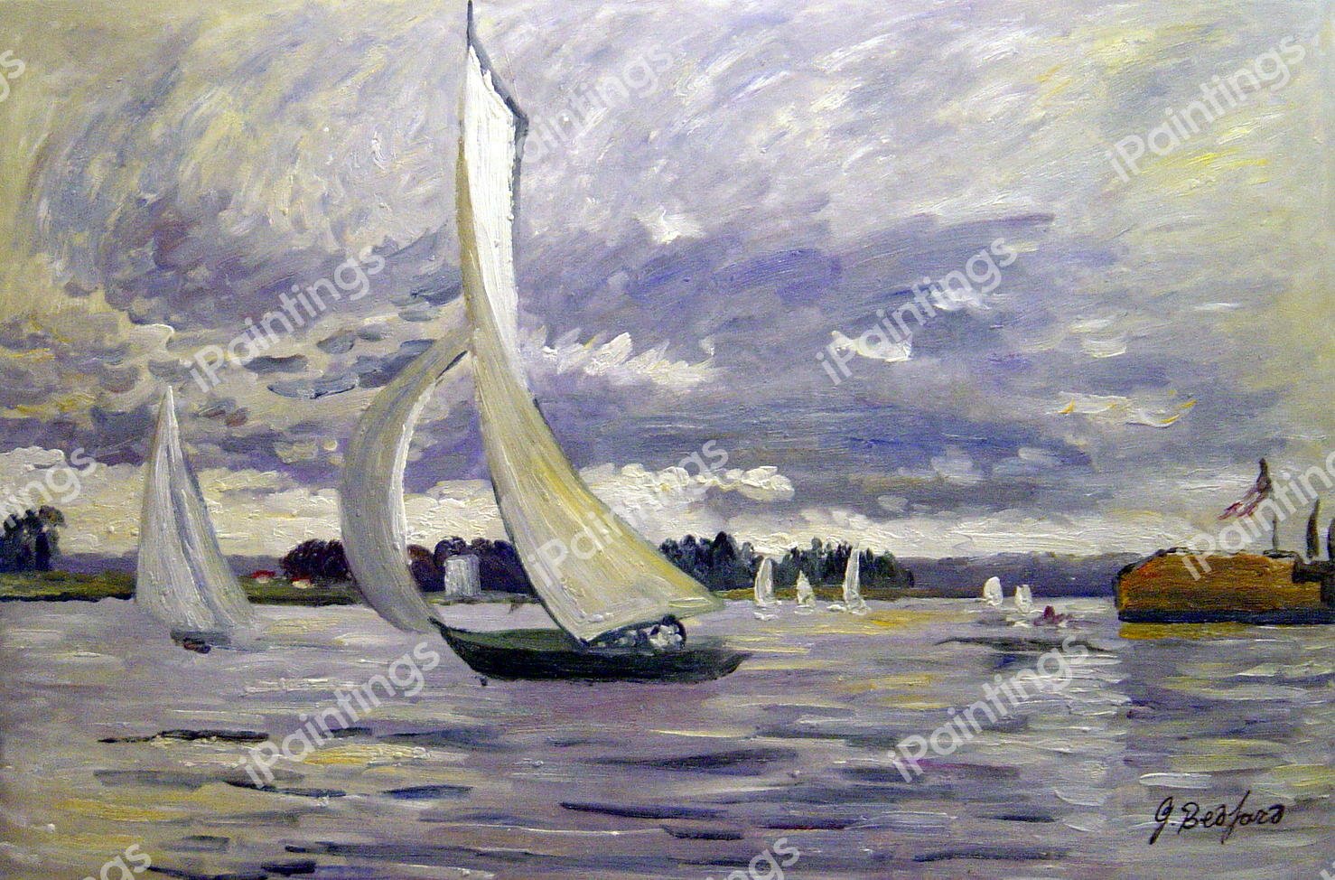 Regatta At Argenteuil. The painting by Claude Monet